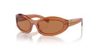 Miu Miu 0MU 14ZS women Brown Oval Sunglasses