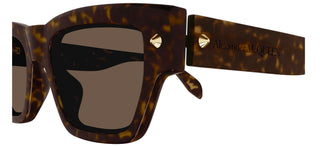 Alexander McQueen AM0409S men Havana Squared Sunglasses