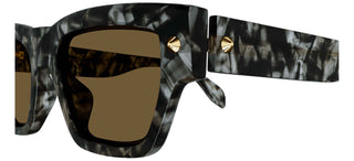 Alexander McQueen AM0409S men Havana Squared Sunglasses