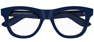 Alexander McQueen AM0421O men Blue Squared Eyeglasses