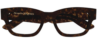 Alexander McQueen AM0422O women Havana Squared Eyeglasses