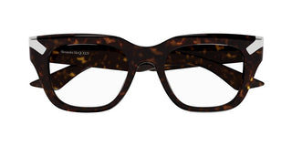 Alexander McQueen AM0443O men Havana Squared Eyeglasses