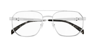 Alexander McQueen AM0459O men Silver Pilot Eyeglasses