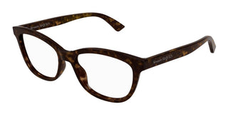 Alexander McQueen AM0461O women Havana Squared Eyeglasses