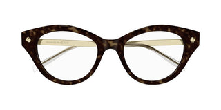 Alexander McQueen AM0485O women Brown Squared Eyeglasses