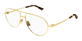 Bottega Veneta BV1302O unisex Gold Pilot Eyeglasses