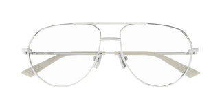 Bottega Veneta BV1302O unisex Silver Pilot Eyeglasses