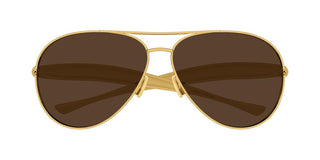 Bottega Veneta Bv1305s Unisex Gold Pilot Sunglasses