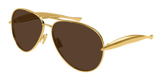 Bottega Veneta Bv1305s Unisex Gold Pilot Sunglasses