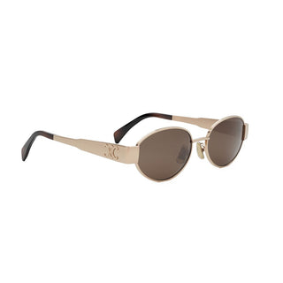 CELINE Metal Triomphe CL40235U women Gold Oval Sunglasses