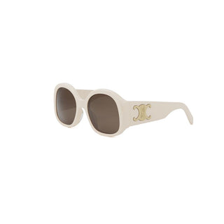 Celine Maxi Triomphe Cl40305u Women White Round Sunglasses