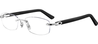 Cartier Signature C De Cartier Ct0048o Unisex Silver Geometric Eyeglasses