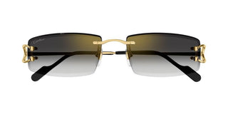 Cartier The Signature C De Cartier line is as respectful of the Maison’s rich tradition as it is edgy and innovative in its reinterpretation of vintage allure, expressed in a rimless rectangular shape enriched with the exquisite C Décor detail as an instant reference to Cartier’s iconic jewellery pieces. CT0465S men Black Squared Sunglasses