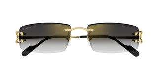 Cartier The Signature C De Cartier line is as respectful of the Maison’s rich tradition as it is edgy and innovative in its reinterpretation of vintage allure, expressed in a rimless rectangular shape enriched with the exquisite C Décor detail as an instant reference to Cartier’s iconic jewellery pieces. CT0465S men Black Squared Sunglasses