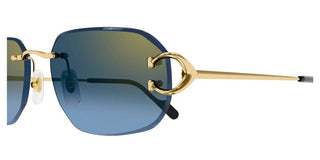 Cartier The Signature C De Cartier line is as respectful of the Maison’s rich tradition as it is edgy and innovative in its reinterpretation of vintage allure, expressed in a rimless rectangular shape enriched with the exquisite C Décor detail as an instant reference to Cartier’s iconic jewellery pieces. CT0468S men Gold Rectangle Sunglasses