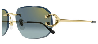 Cartier The Signature C De Cartier line is as respectful of the Maison’s rich tradition as it is edgy and innovative in its reinterpretation of vintage allure, expressed in a rimless rectangular shape enriched with the exquisite C Décor detail as an instant reference to Cartier’s iconic jewellery pieces. CT0468S men Gold Rectangle Sunglasses