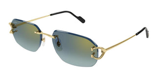 Cartier The Signature C De Cartier line is as respectful of the Maison’s rich tradition as it is edgy and innovative in its reinterpretation of vintage allure, expressed in a rimless rectangular shape enriched with the exquisite C Décor detail as an instant reference to Cartier’s iconic jewellery pieces. CT0468S men Gold Rectangle Sunglasses