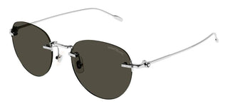 Montblanc MB0239S men Silver Round Sunglasses