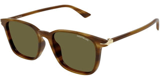 Montblanc MB0338S men Havana Squared Sunglasses