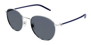 Montblanc MB0343SA men Blue Round Sunglasses