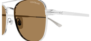 Montblanc Mb0363s Men Silver Pilot Sunglasses