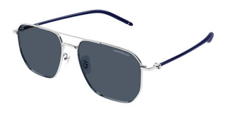 Montblanc Mb0367s Men Silver Pilot Sunglasses